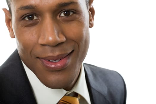 Face of happy Afro American businessman looking at camera with smile