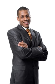 Portrait of successful professional wearing black suit and smiling