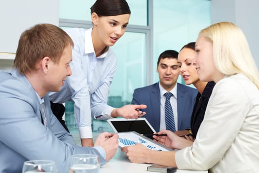 Young businesswoman presenting her work