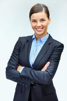 Portrait of a young successful girl in formalwear