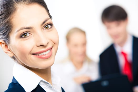 Face of beautiful female looking at camera with smile
