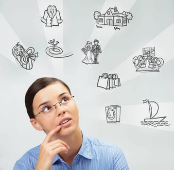 Image of young woman thinking of her plans