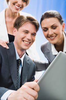 Business people community discuss an result of their work