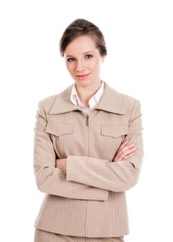 Portrait of businesswoman crossing arms and looking at camera with smile