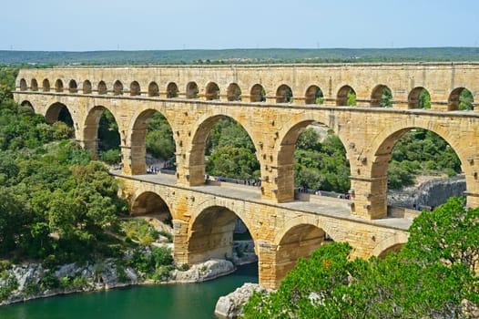 The ancient Ponte du Gard aqueduct in the south of France