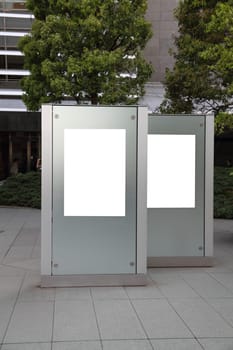 Blank billboard on a public plaza