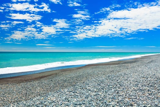 Pebble beach in new Zealand