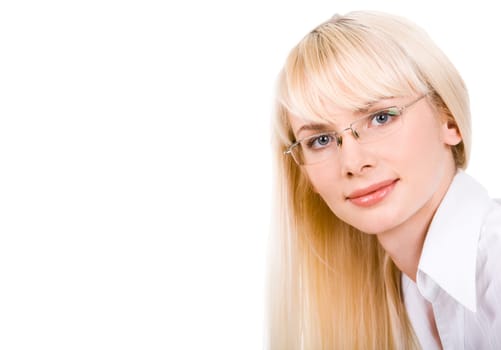 Portrait of confident woman looking at camera through glasses