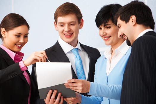 Successful business partners discussing new plan or contract