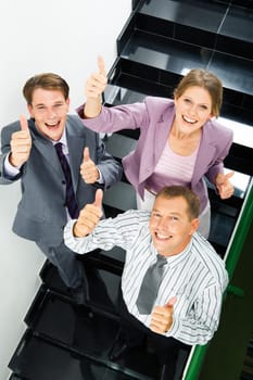 Portrait of businesspeople showing sign of okay