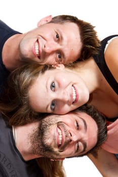 Happy group of friends isolated over white