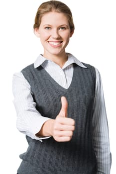 Portrait of confident business womans give the thumb's up sign