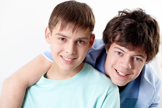 Portrait of two happy teenage boys