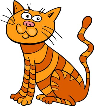 cartoon illustration of funny red sitting cat