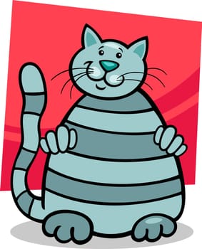 cartoon illustration of cute grey tabby cat
