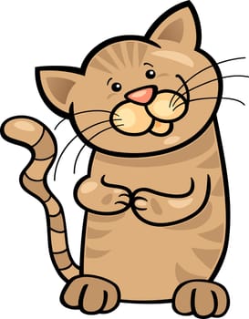 cartoon illustration of cute brown tabby kitten