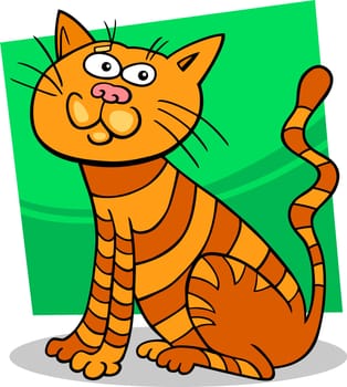 cartoon illustration of funny red sitting cat