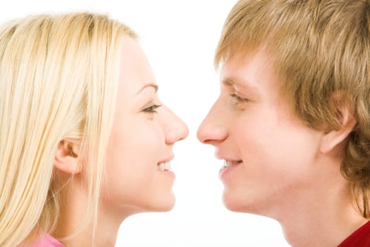Loving couple looking at each other with affection