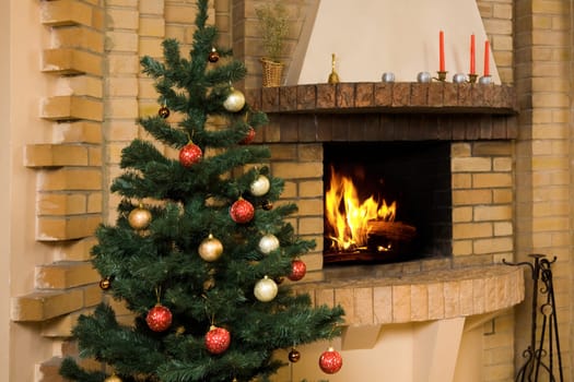 Photo of interior of room prepared for celebrating Christmas day
