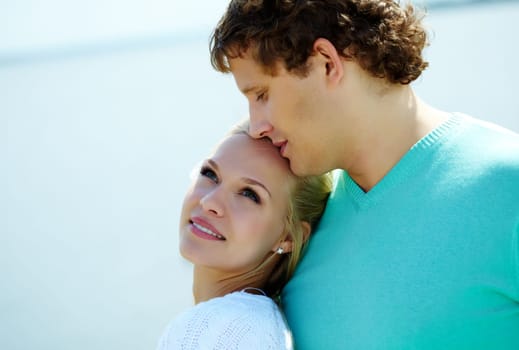 Photo of happy couple having nice time outdoors
