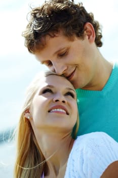 Photo of happy couple spending time together outdoors