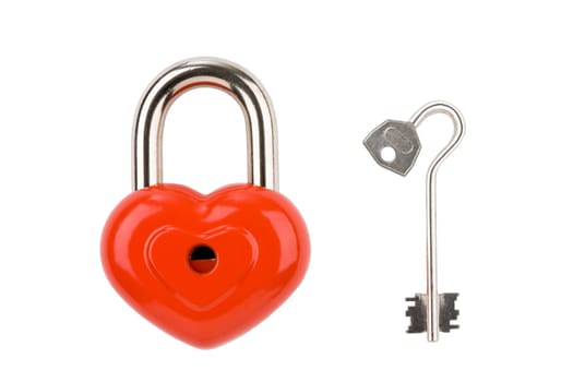 Image of heart-shaped padlock with key near by