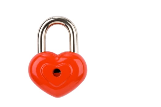 Photo of heart-shaped lock isolated on white background