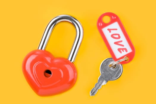 Image of red lock and key with love label