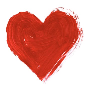 Painting of big red heart over white background