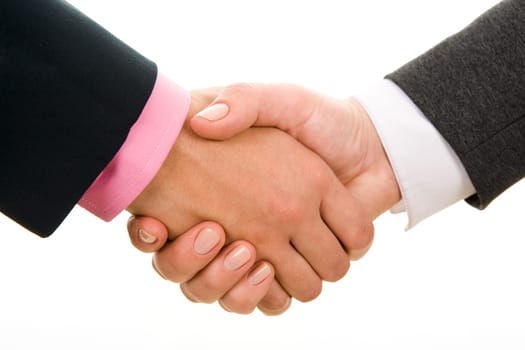 Photo of handshake of business partners after signing promising contract