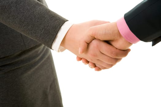 Photo of handshake of business partners after signing promising contract