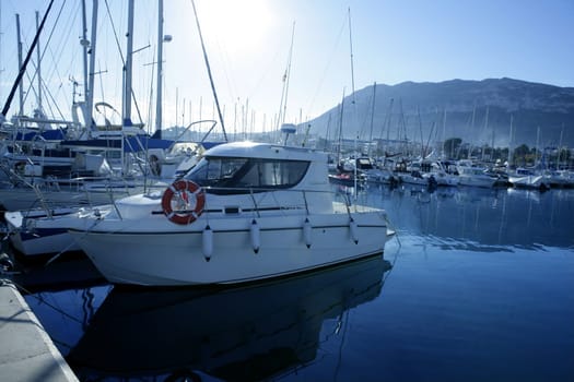 Marina in mediterranean sea. Boats details