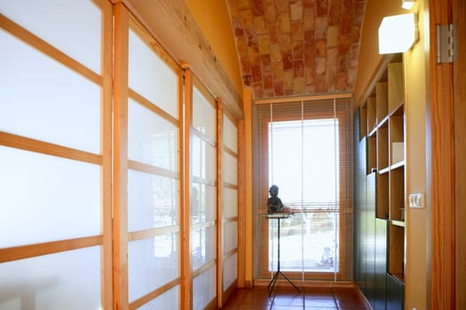 Corridor with window, nice light interior on mediterranean house