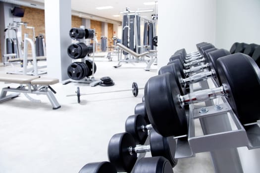 Fitness club weight training equipment gym modern interior