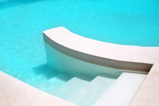 white pool turquoise water clean composition in mediterranean house