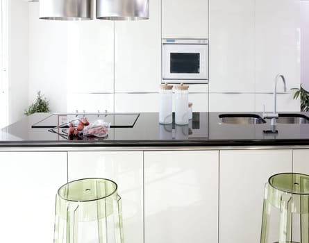 Modern white kitchen clean interior design deco architecture