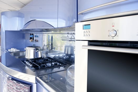 Blue silver kitchen modern architecture decoration interior design