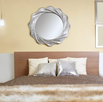 bedroom modern silver mirror fake fur african blanket