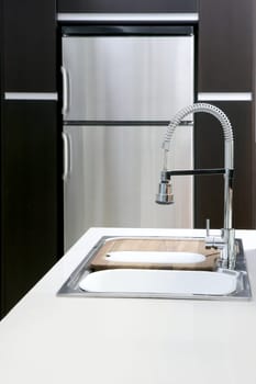 kitchen spring stove modern house silver fridge background