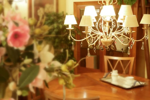 Baroque italian chandelier wooden livingroom table
