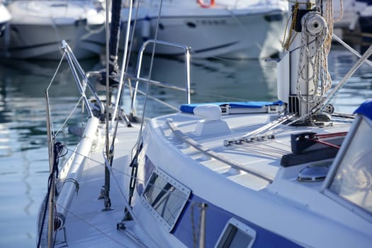 Boats details on mediterranean marina, Spain