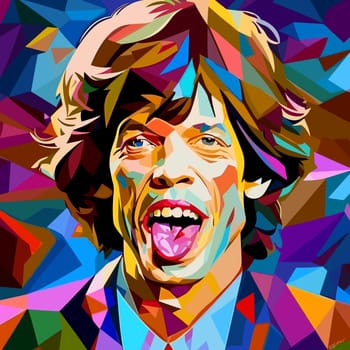Psychedelic portrait of a rock singer in vector pop art style. Template for poster, t-shirt, sticker, etc.