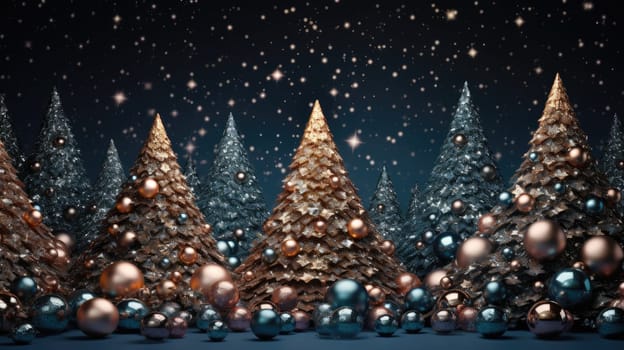 christmas tree xmas holiday decoration with glitter bokeh background, ai