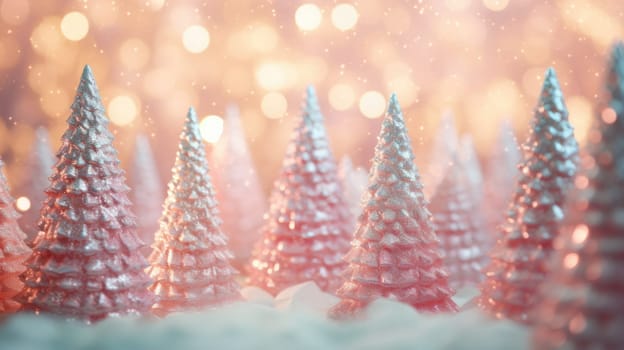 christmas tree xmas holiday decoration with glitter bokeh background, ai