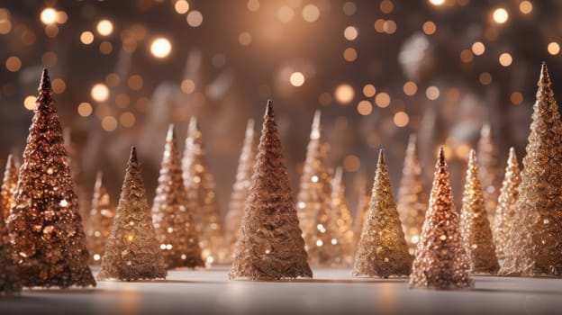 christmas tree xmas holiday decoration with glitter bokeh background, ai