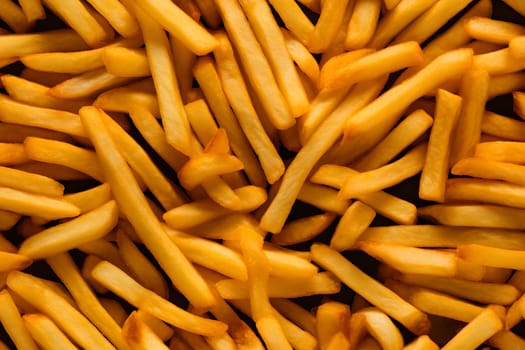 seamless texture and full-frame background of piled French fries, neural network generated image. Not based on any actual scene or pattern.