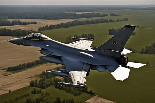 flying f16 fighter jet sent to ukr illustration, genrartive ai art