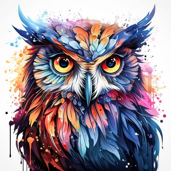 Owls Watercolor World, A vivid sketch brings the enchanting owl to life in artistic form
