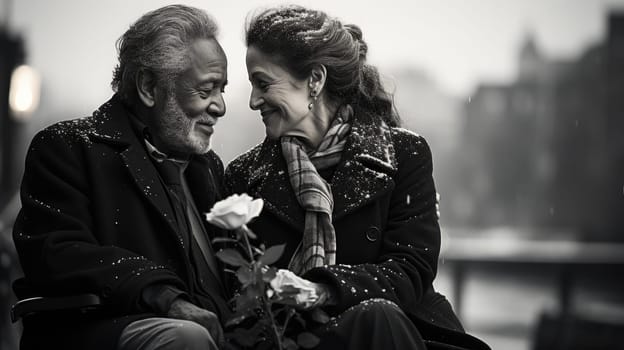 Loving couple in wheelchairs. A man and a woman on wheelchairs enjoy each others company and fellowship