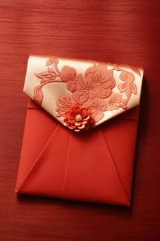 Happy Chinese new year. beautiful asian style red envelope on table. AI Generated